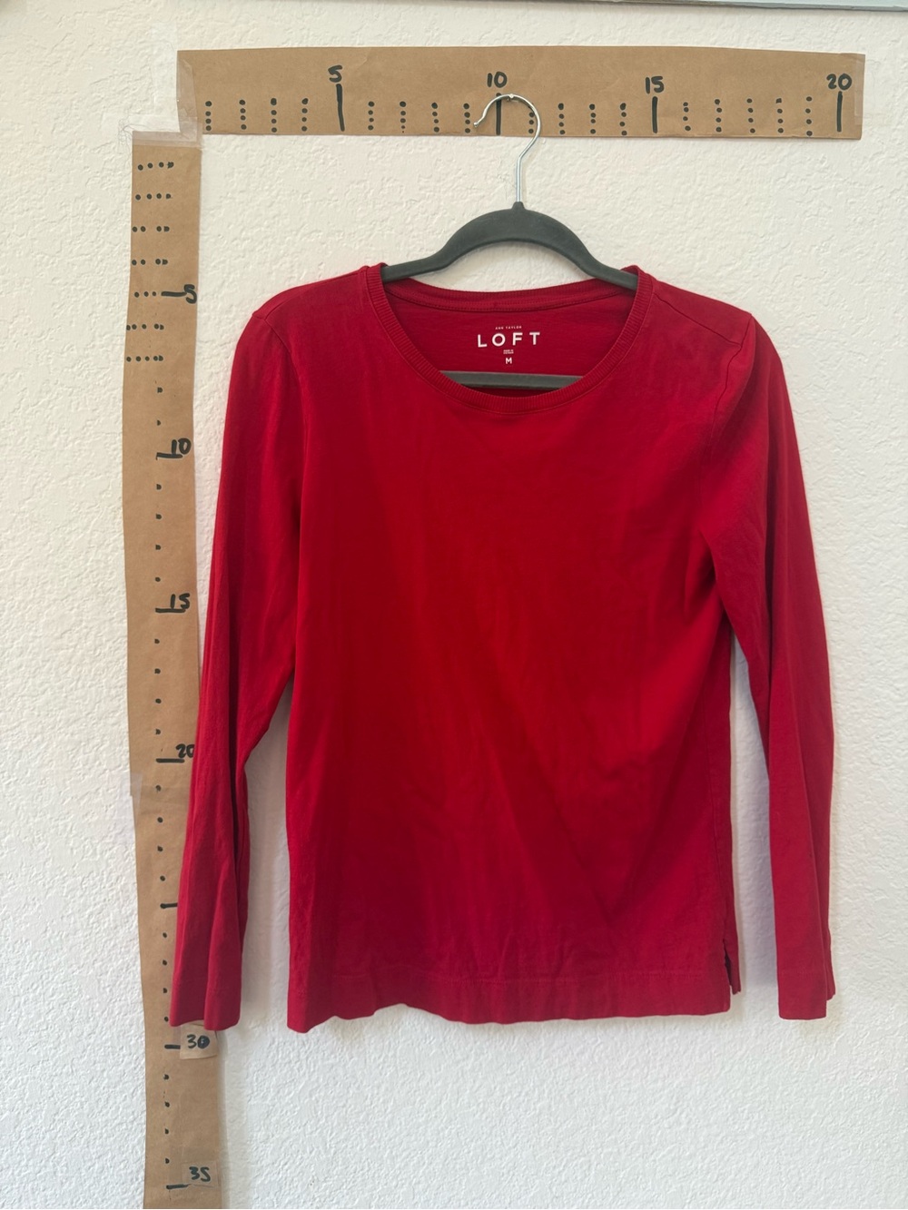 LOFT classic Red Long-Sleeve Crewneck Top